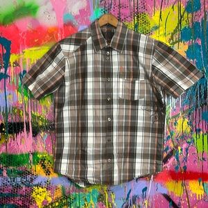 Volcom Button Up Men’s Med Brown/ Tan/ Orange Shirt.